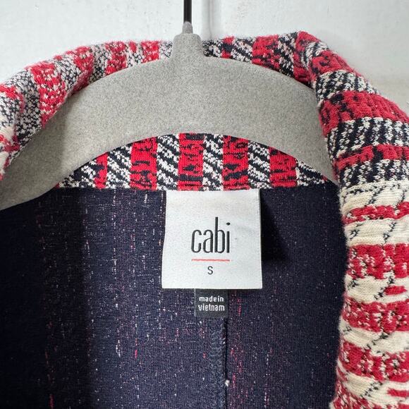 CABi Red Patchwork Tweed Blazer #6028 Double Breasted Anchor Buttons Nautical S - Picture 7 of 14